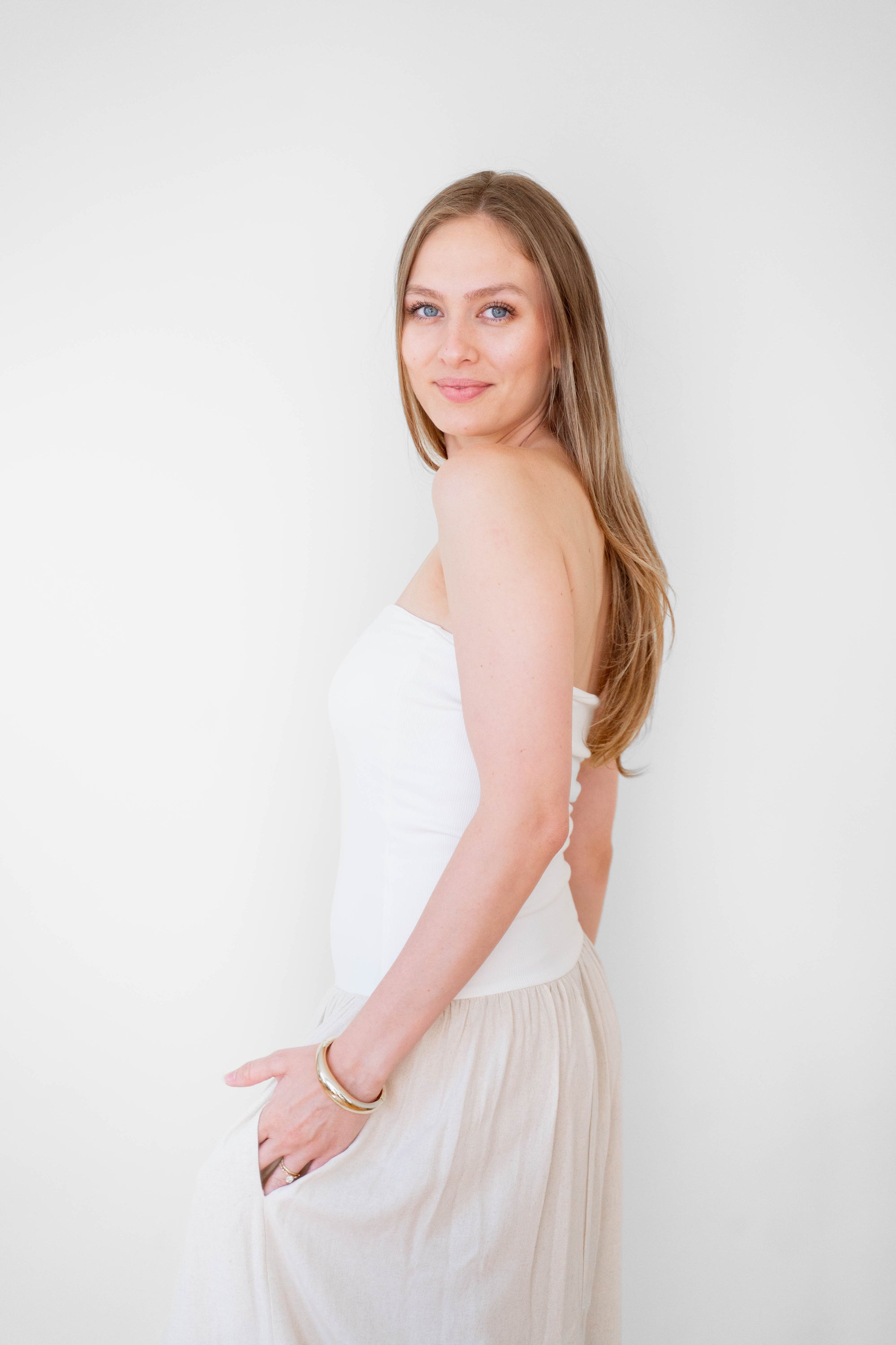Oatmeal Linen Mix Media Maxi Dress