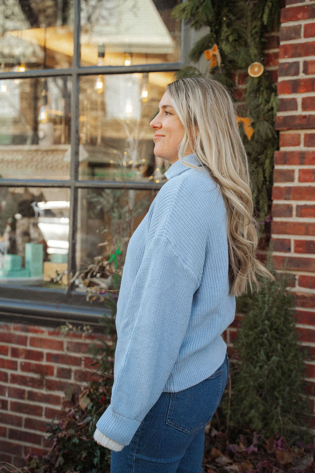 Driftwood Zip Knit Sweater- Periwinkle