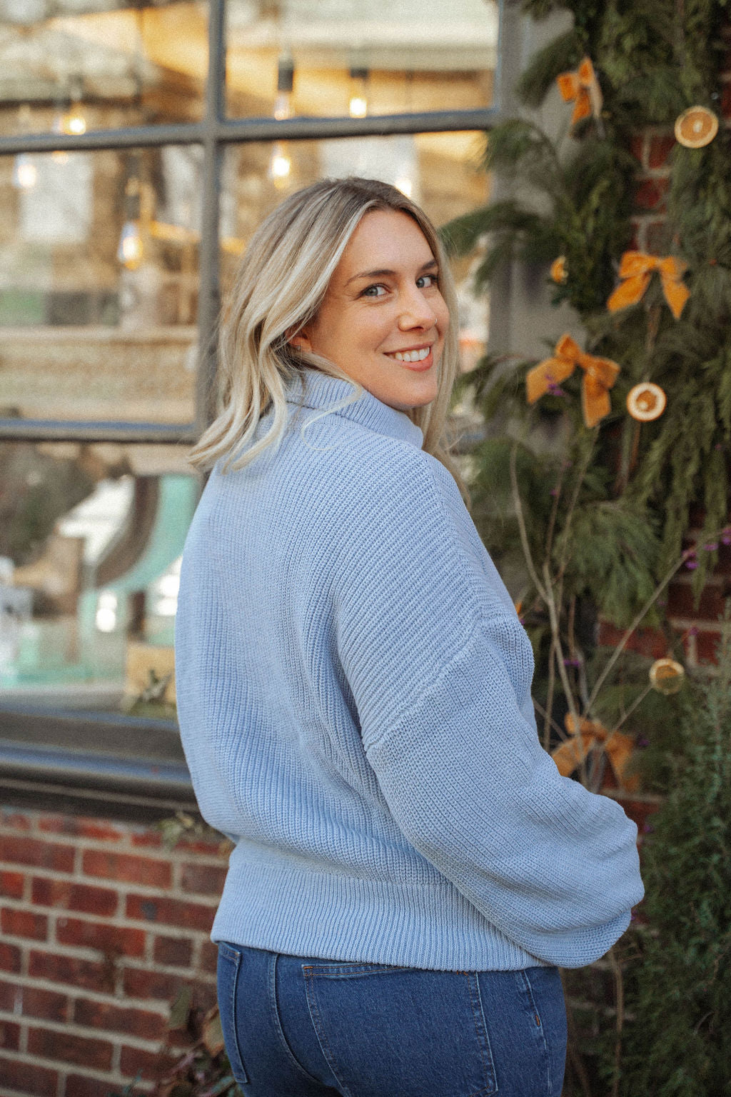 Driftwood Zip Knit Sweater- Periwinkle