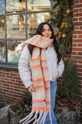 Horizontal Multi Color Woven Scarf: Rose