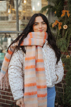 Horizontal Multi Color Woven Scarf: Rose