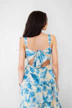 Yellow/ Blue Floral Tiered Maxi Dress