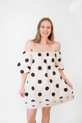 Large Polkadot Cream 100% Cotton Dress