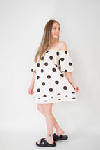 Large Polkadot Cream 100% Cotton Dress