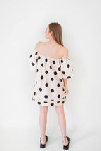 Large Polkadot Cream 100% Cotton Dress