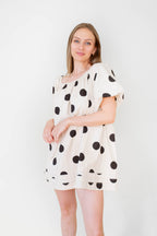 Large Polkadot Cream 100% Cotton Dress
