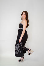 Noir 100% Cotton Embroidered Midi Dress