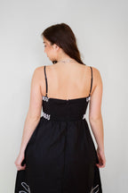 Noir 100% Cotton Embroidered Midi Dress