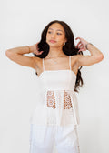 Peplum Lace Crotchet Top- White