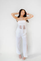 Peplum Lace Crotchet Top- White