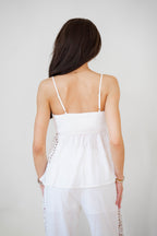 Peplum Lace Crotchet Top- White