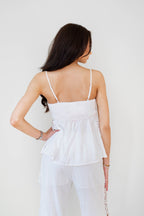 Peplum Lace Crotchet Top- White