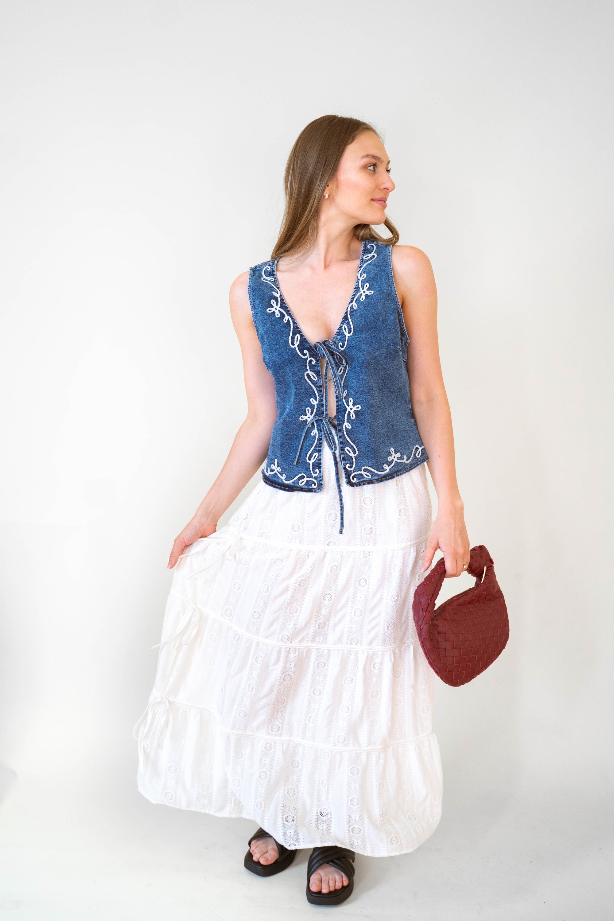 Lace Side Bow Detail Skirt