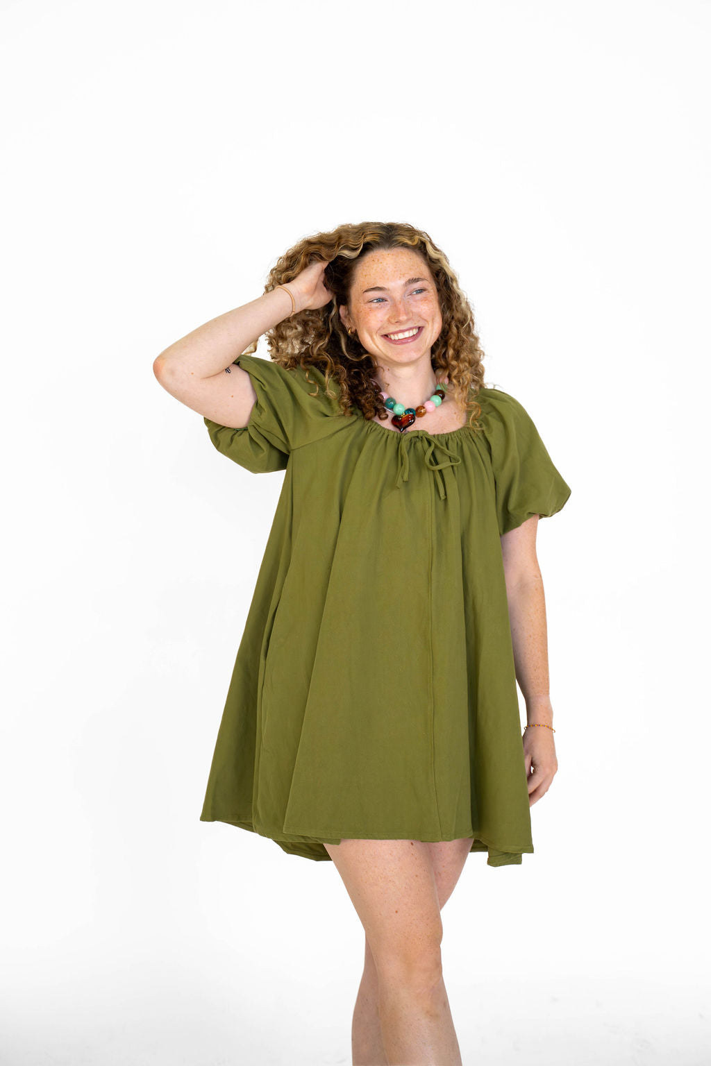 Olive Grove Cotton Mini Dress