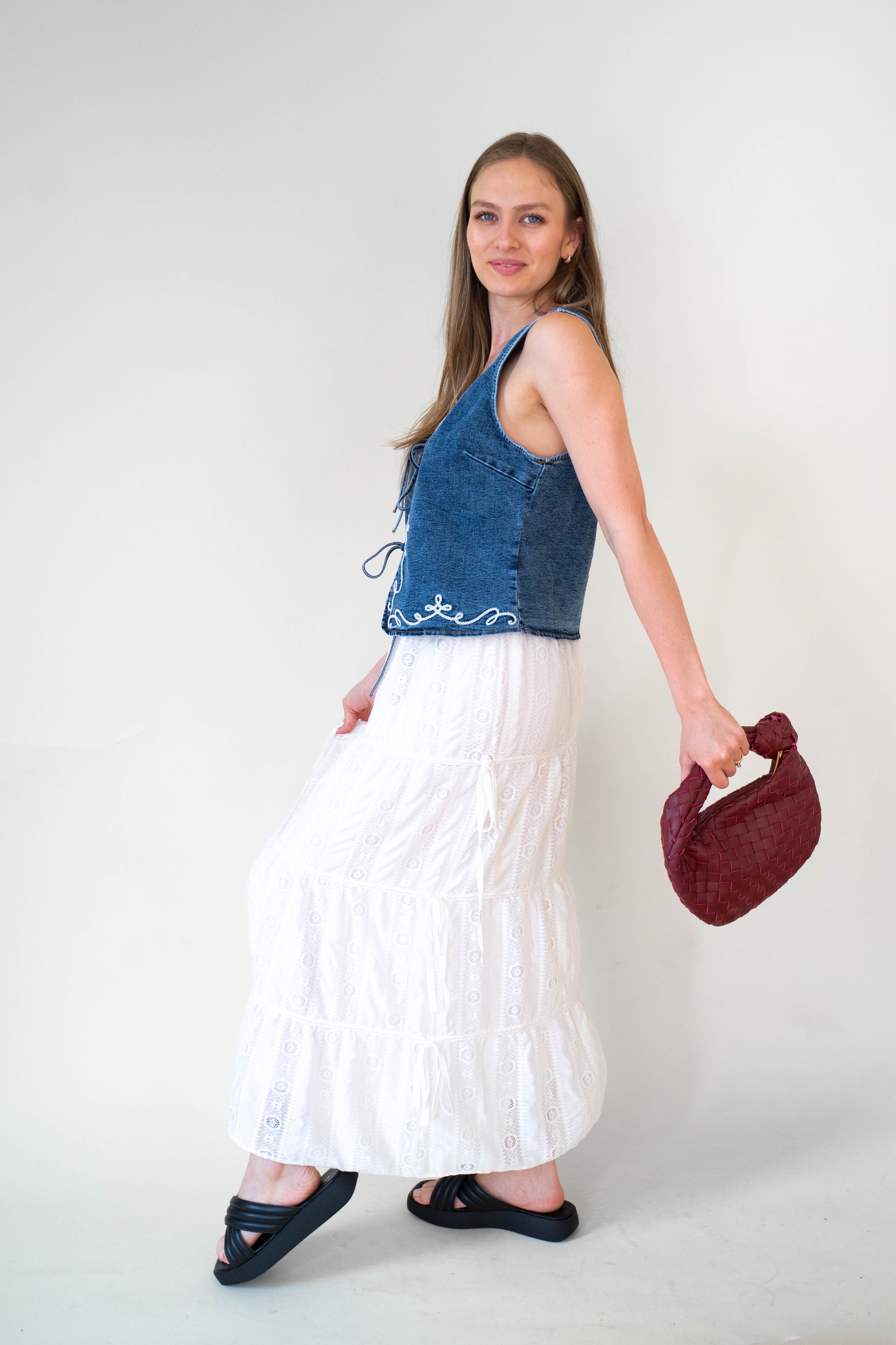 Lace Side Bow Detail Skirt