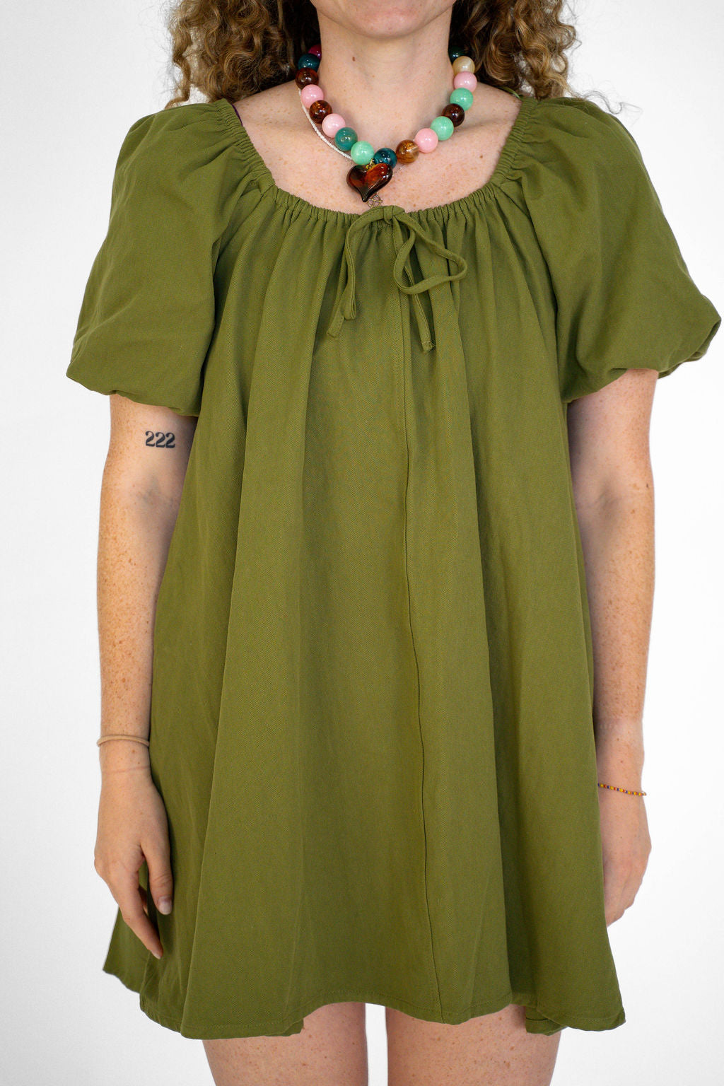 Olive Grove Cotton Mini Dress