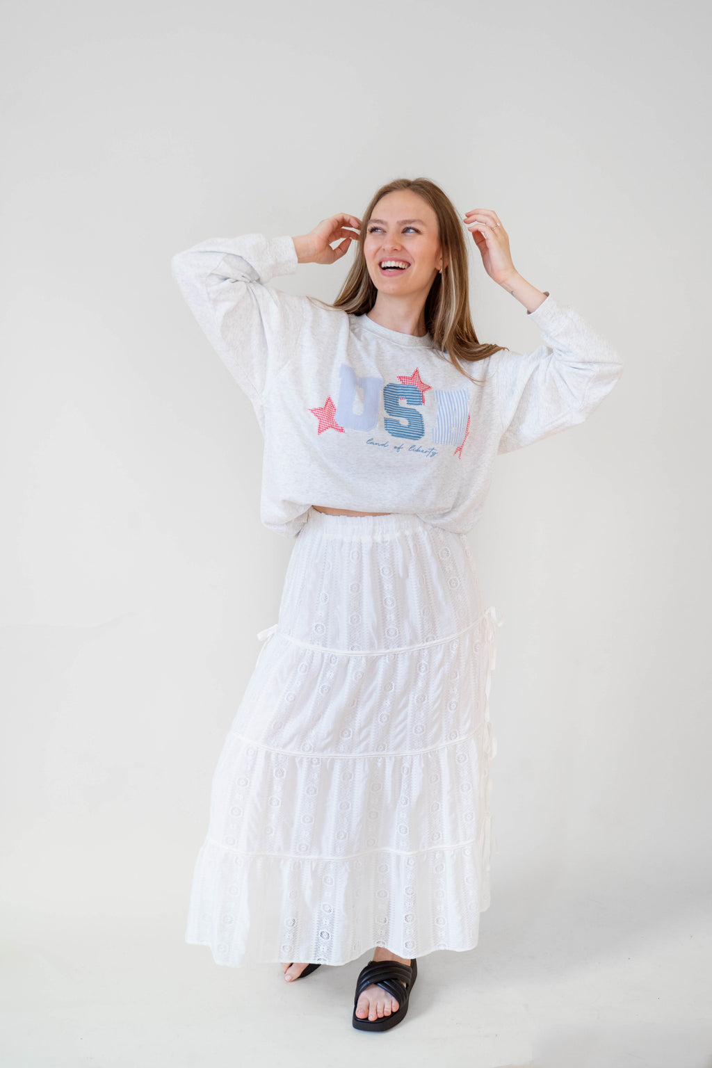 USA Patchwork Oversized Crewneck