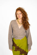 Mocha Wrap Tie Knit Sweater