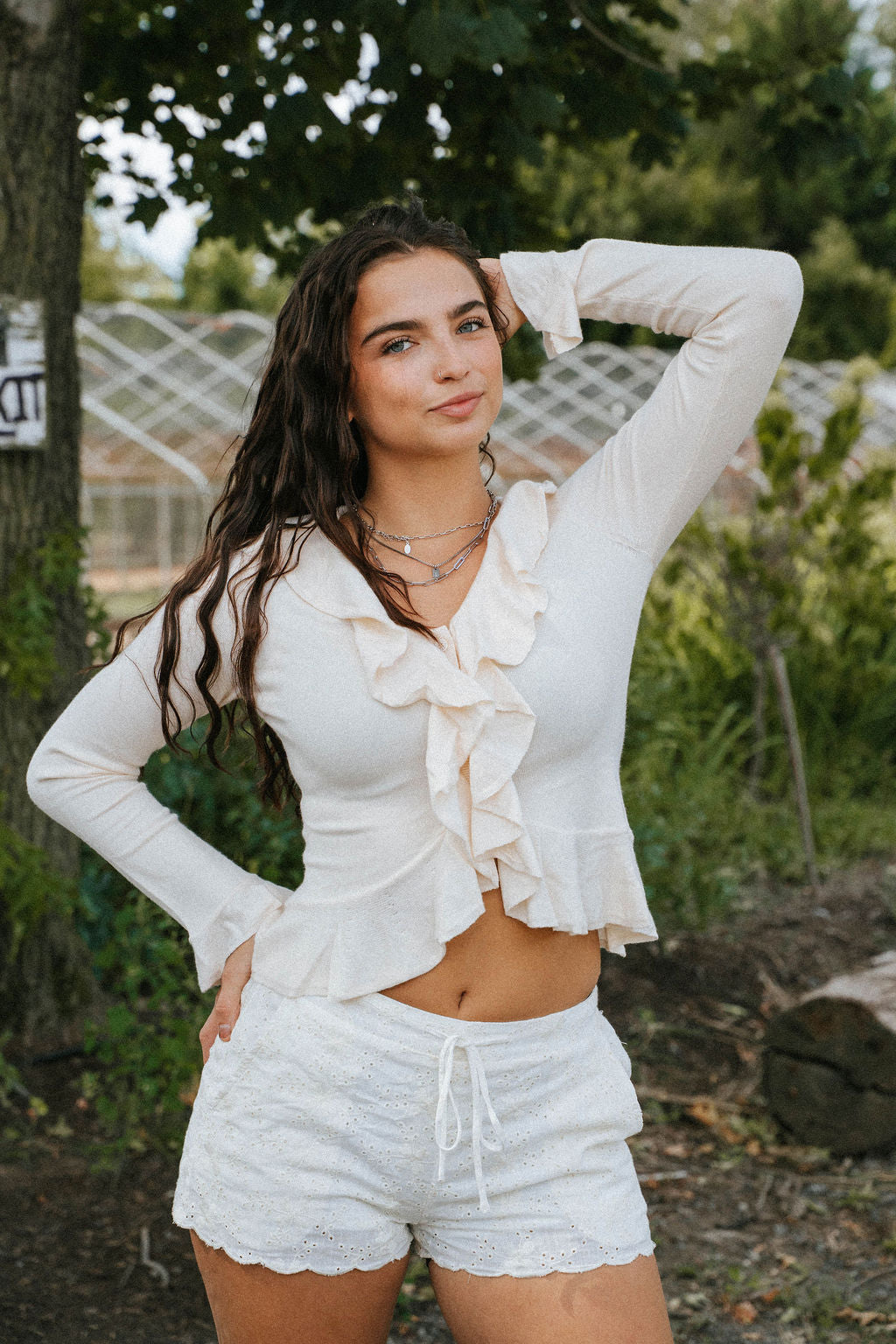 Cream Savannah Ruffle Top