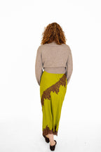 Midnight Olive Lace Midi Skirt