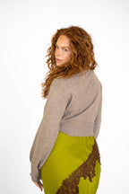 Mocha Wrap Tie Knit Sweater