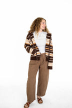 Cocoa Stripe Zip Up Sweater Hoodie