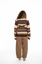 Cocoa Stripe Zip Up Sweater Hoodie