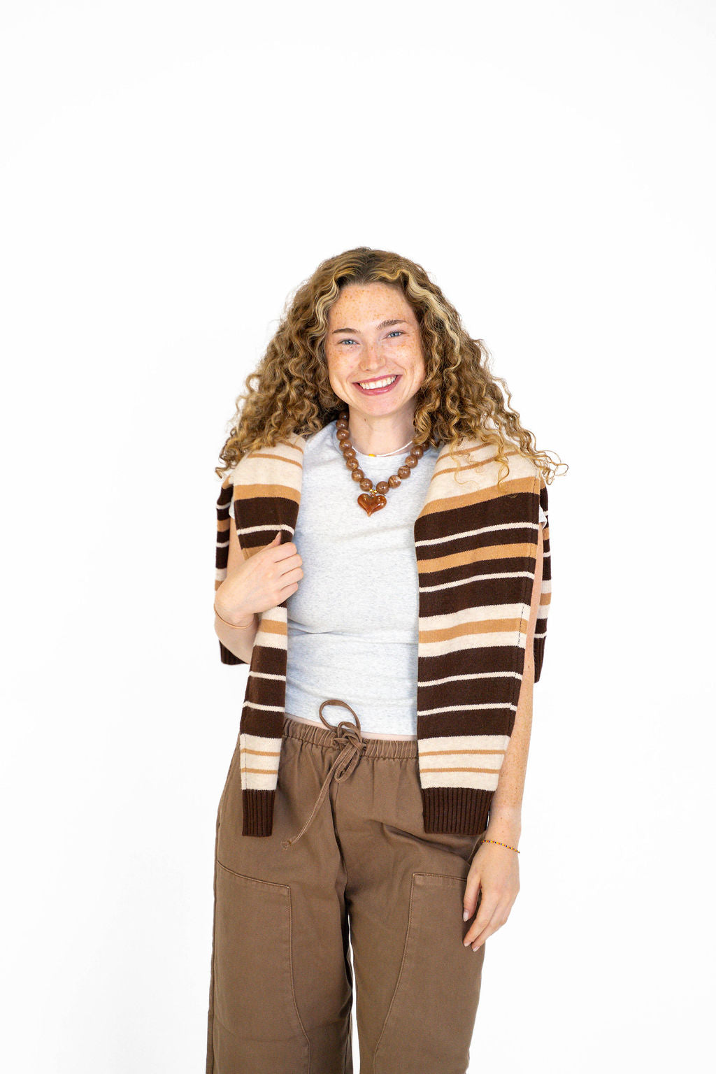 Cocoa Stripe Zip Up Sweater Hoodie