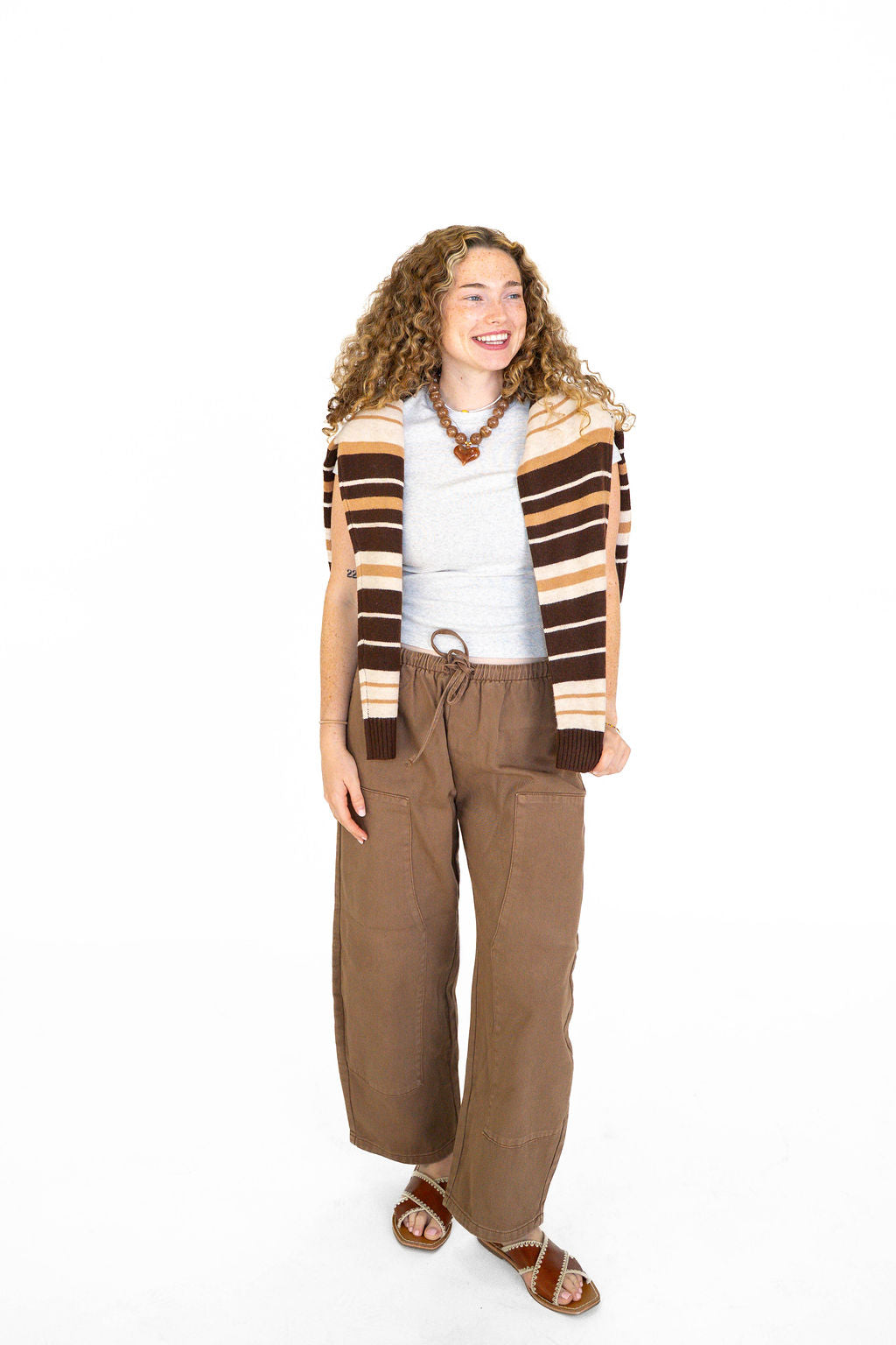 Cocoa Stripe Zip Up Sweater Hoodie