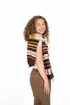 Cocoa Stripe Zip Up Sweater Hoodie