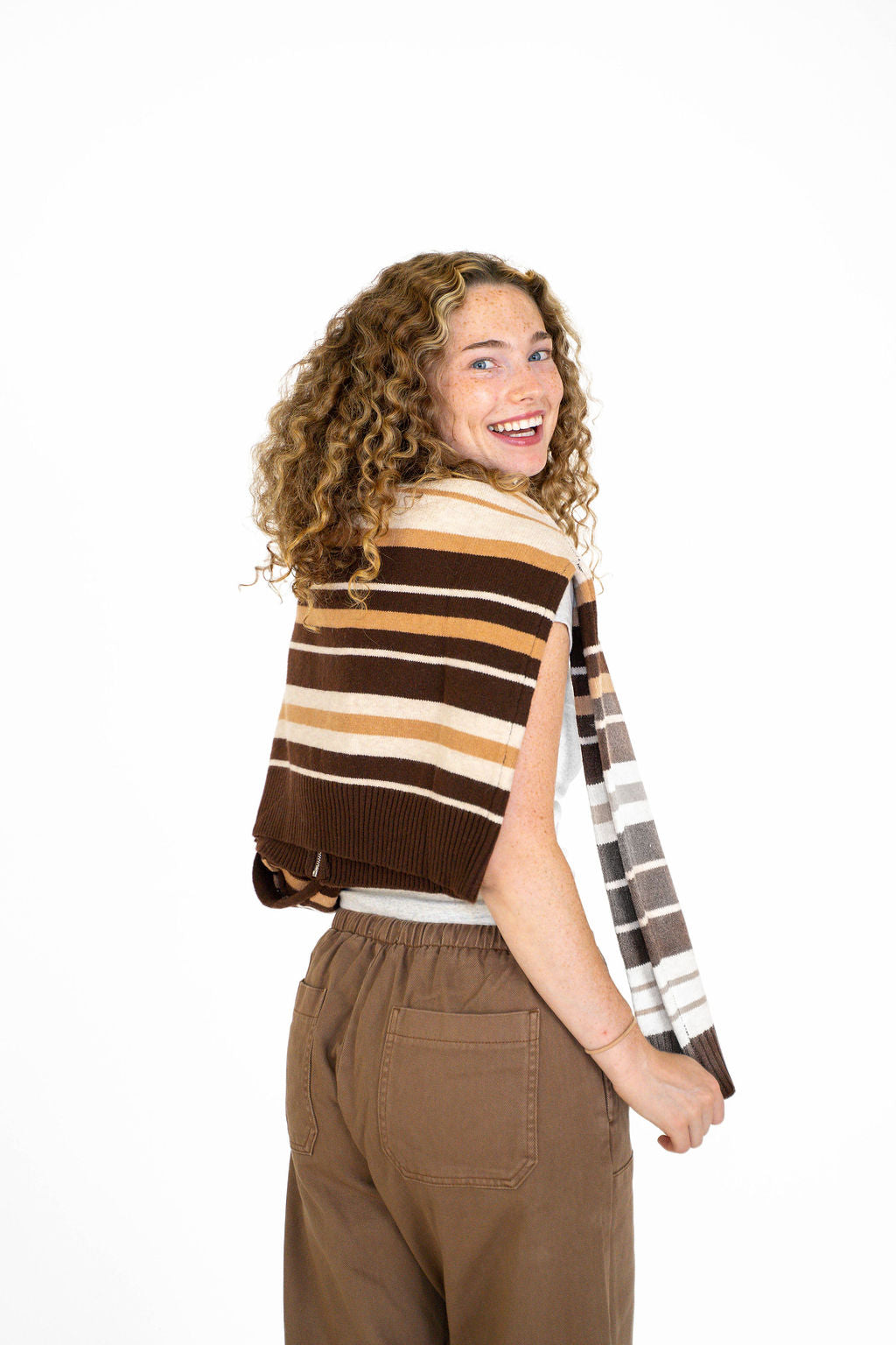Cocoa Stripe Zip Up Sweater Hoodie