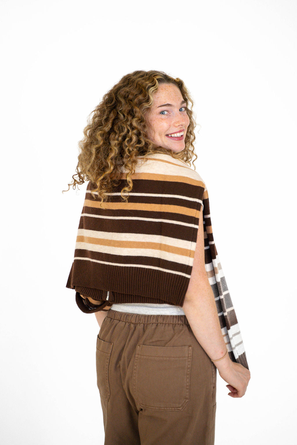 Cocoa Stripe Zip Up Sweater Hoodie