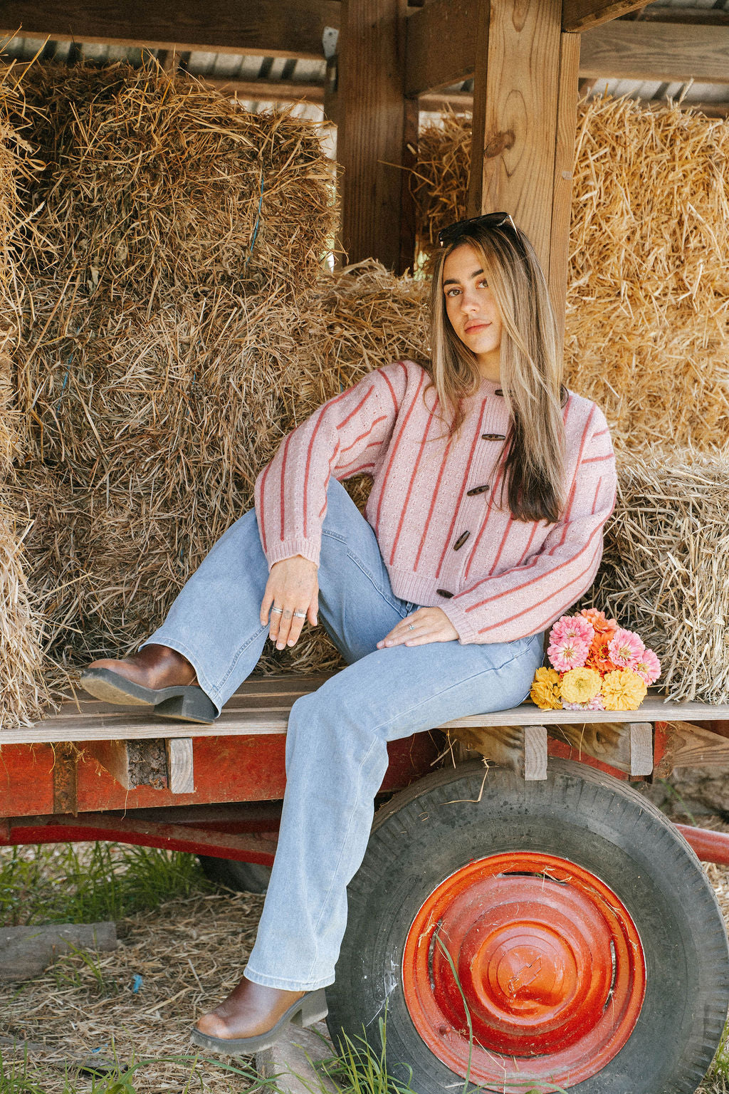 Rosewood Pink Stripe Cardigan