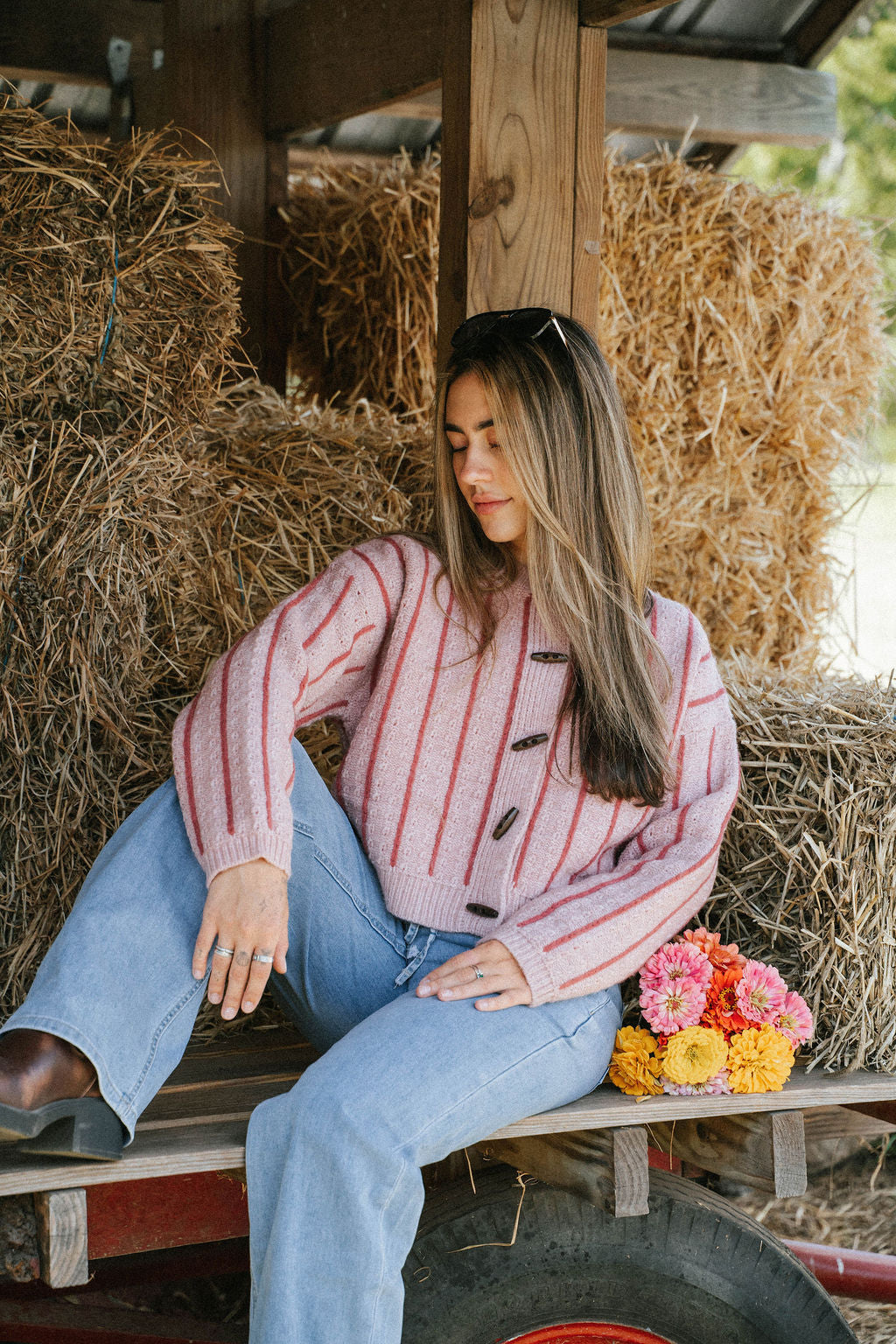 Rosewood Pink Stripe Cardigan