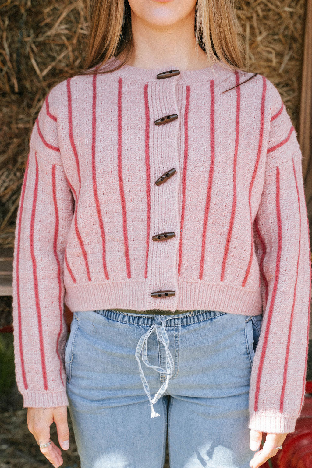 Rosewood Pink Stripe Cardigan