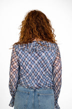 Blue Plaid Ruffle Top