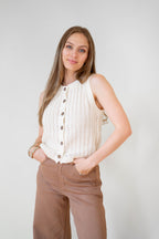 Crotchet Button Vest Top