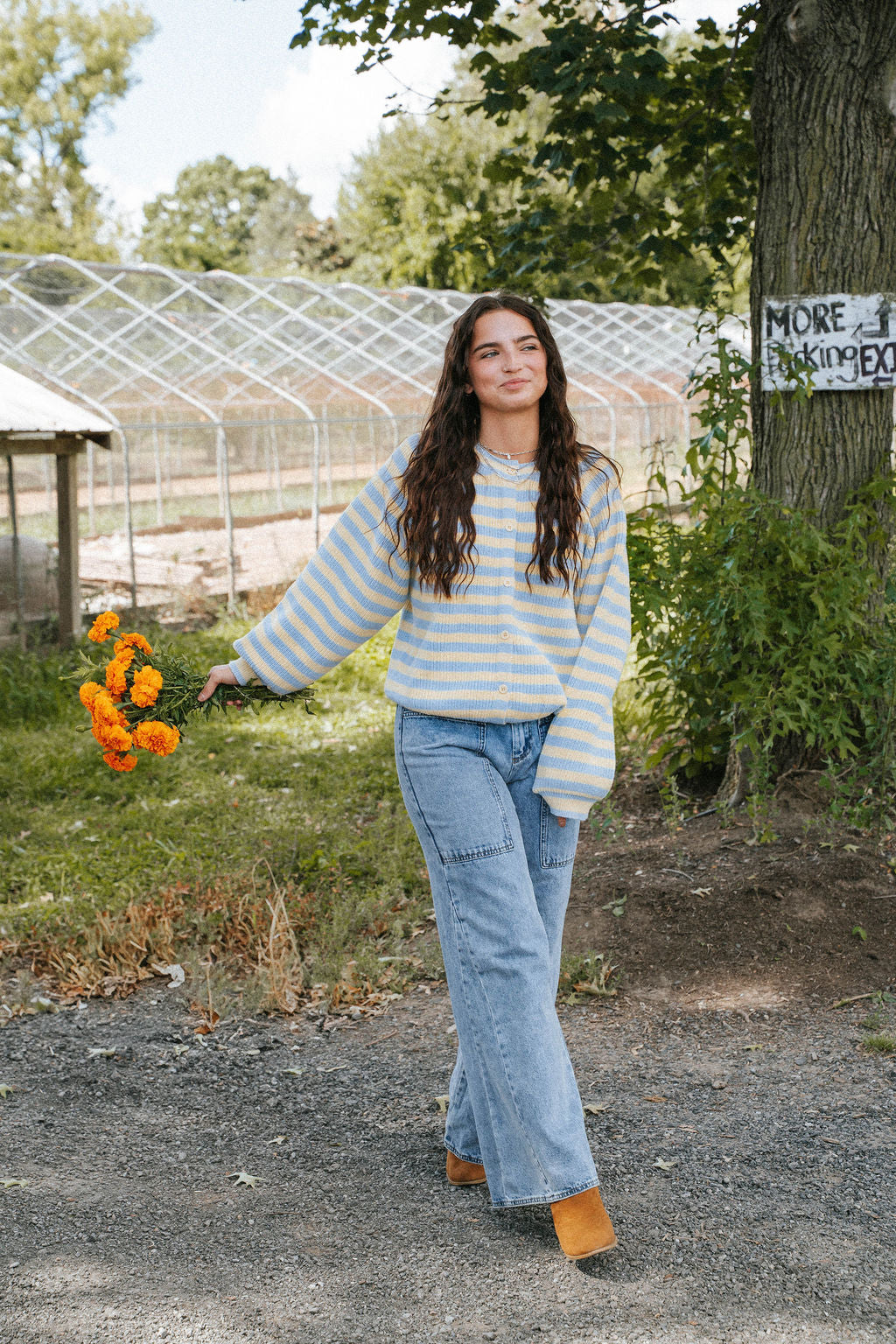 Stars Hollow Stripe Cardigan Sweater- Butter Yellow/ Blue