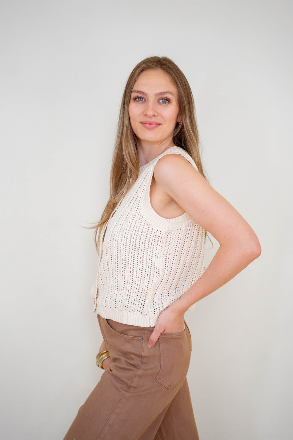Crotchet Button Vest Top