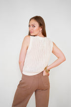Crotchet Button Vest Top