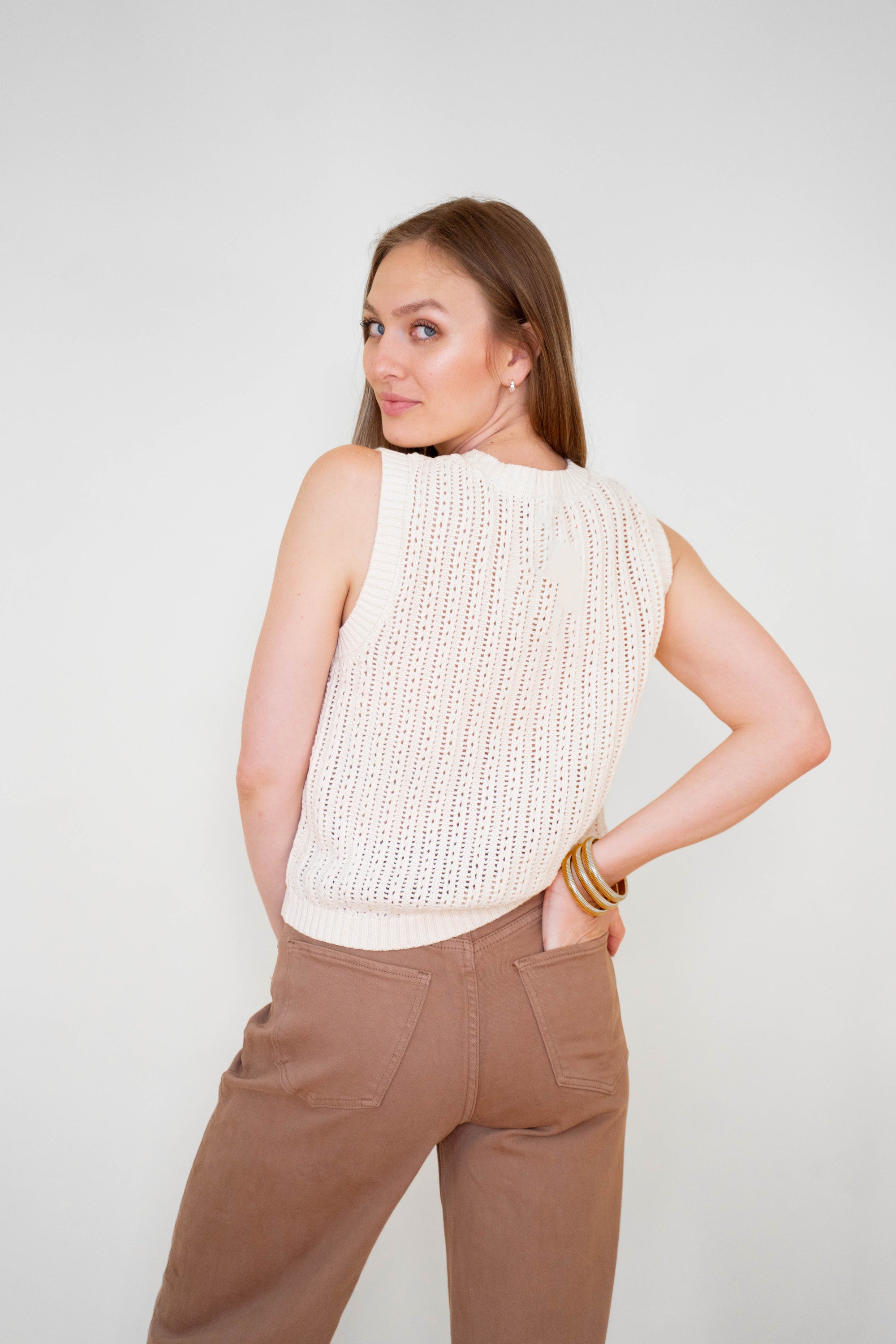 Crotchet Button Vest Top