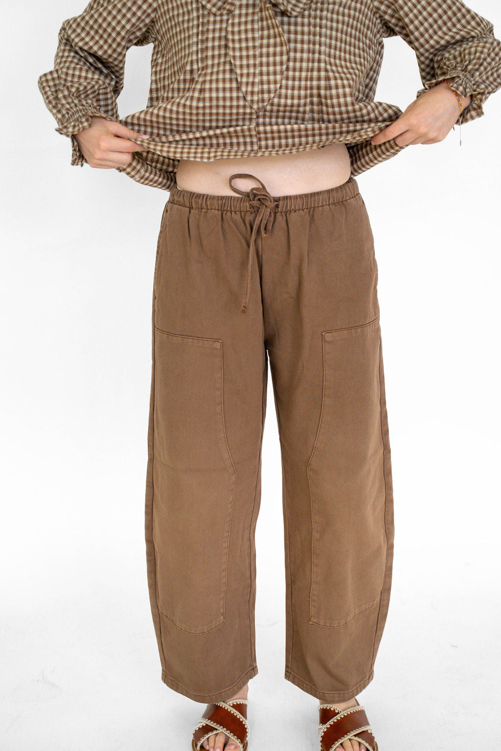 Weekend Utility Wide-Leg Pants- Chocolate