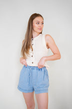 Crotchet Button Vest Top
