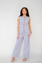 Drawstring Stripe Pants Wide Leg