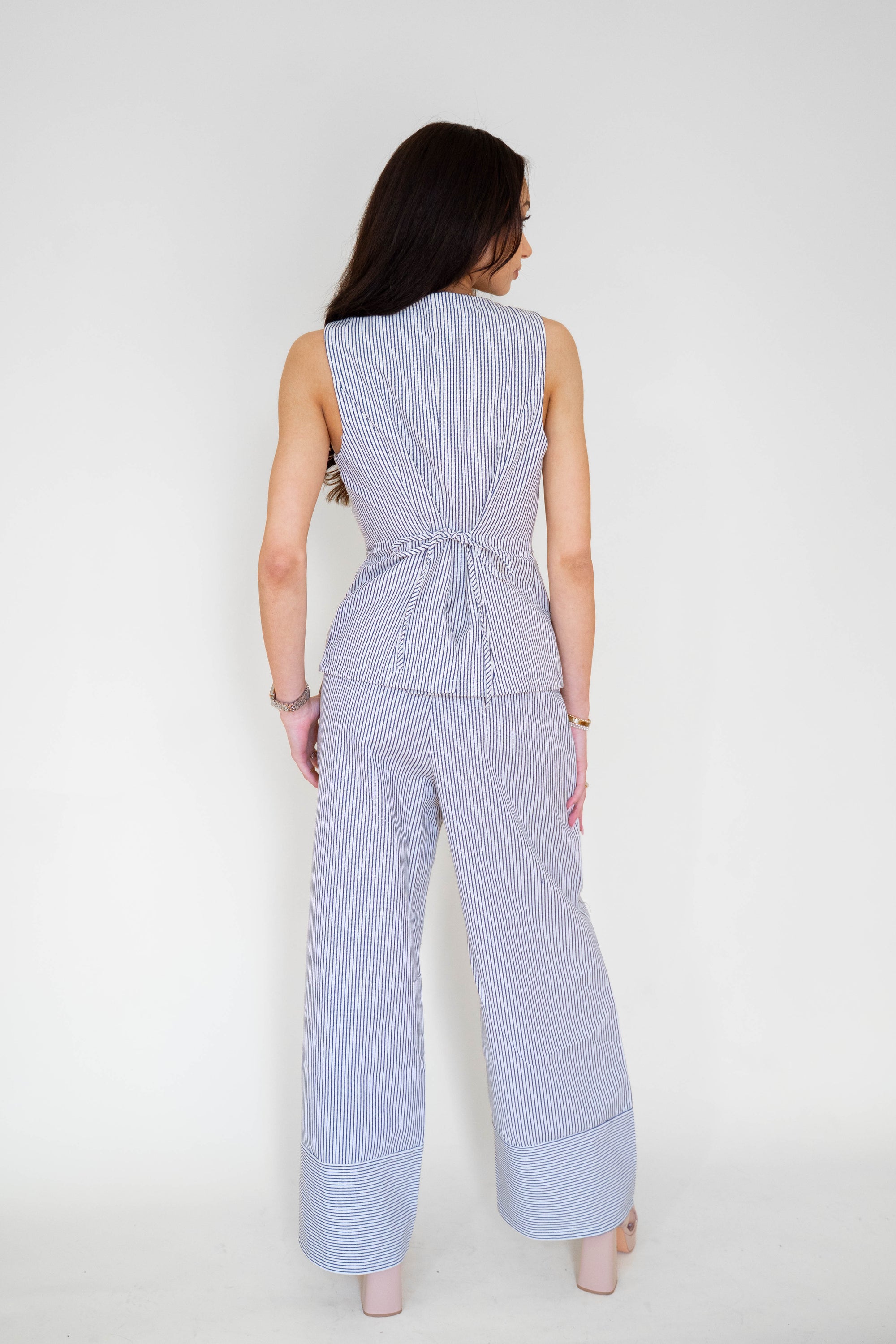 Stripe Button 100% Cotton Vest