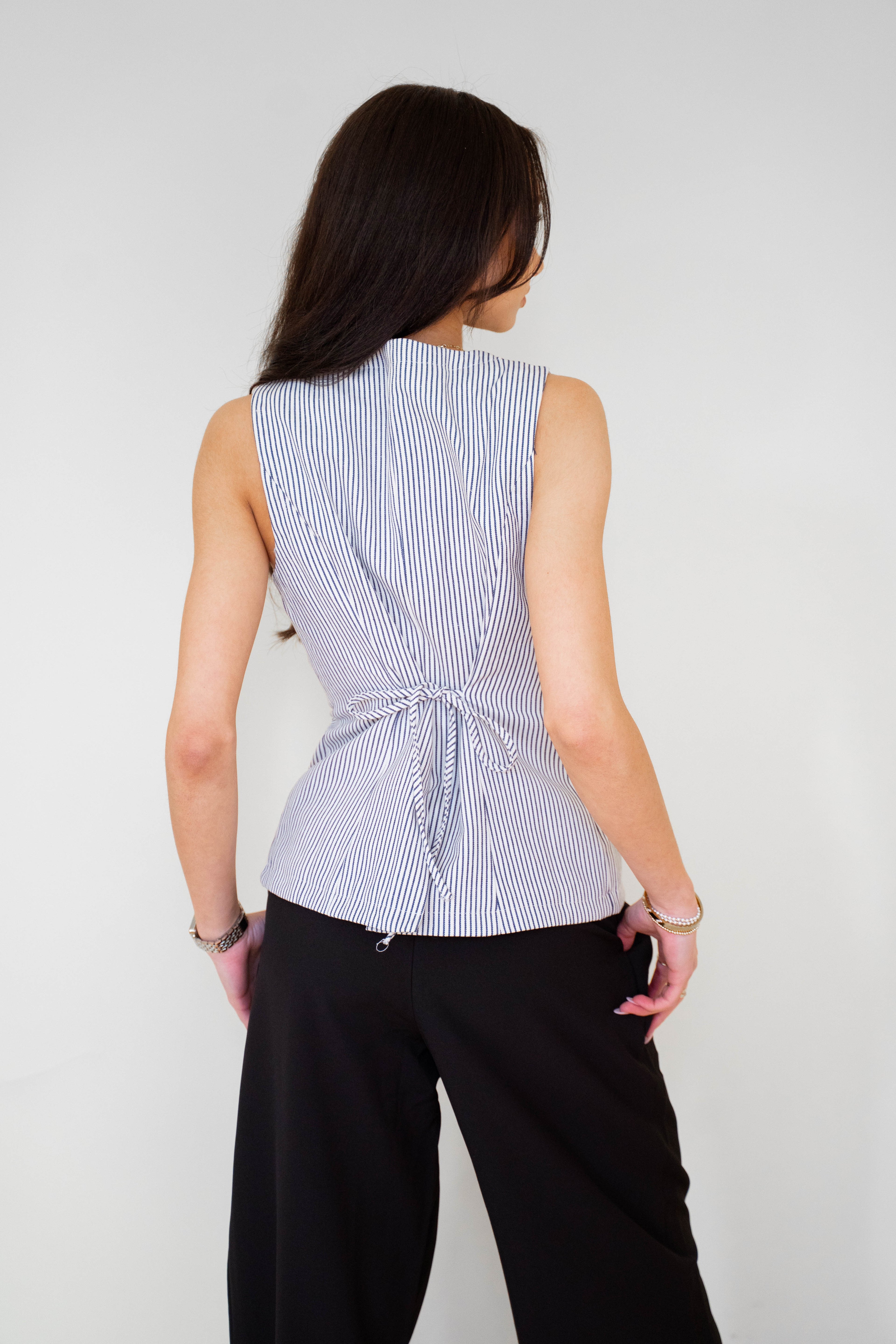 Stripe Button 100% Cotton Vest