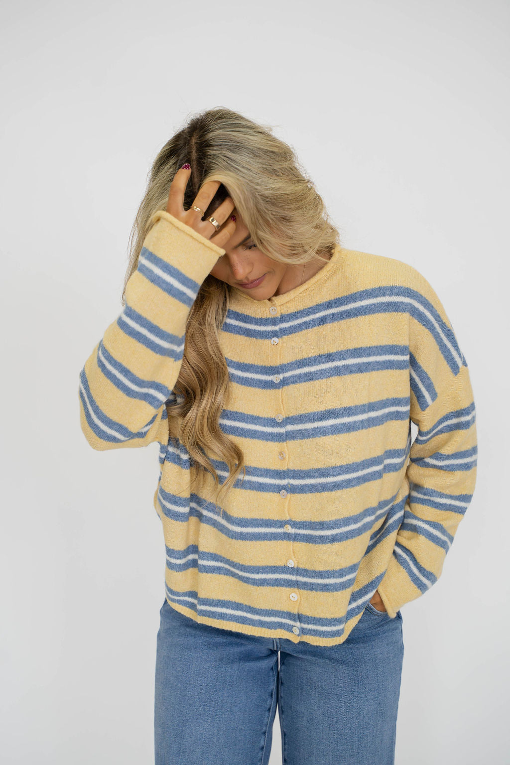 Coastal Stripe Cardigan- Sunshine Stripe