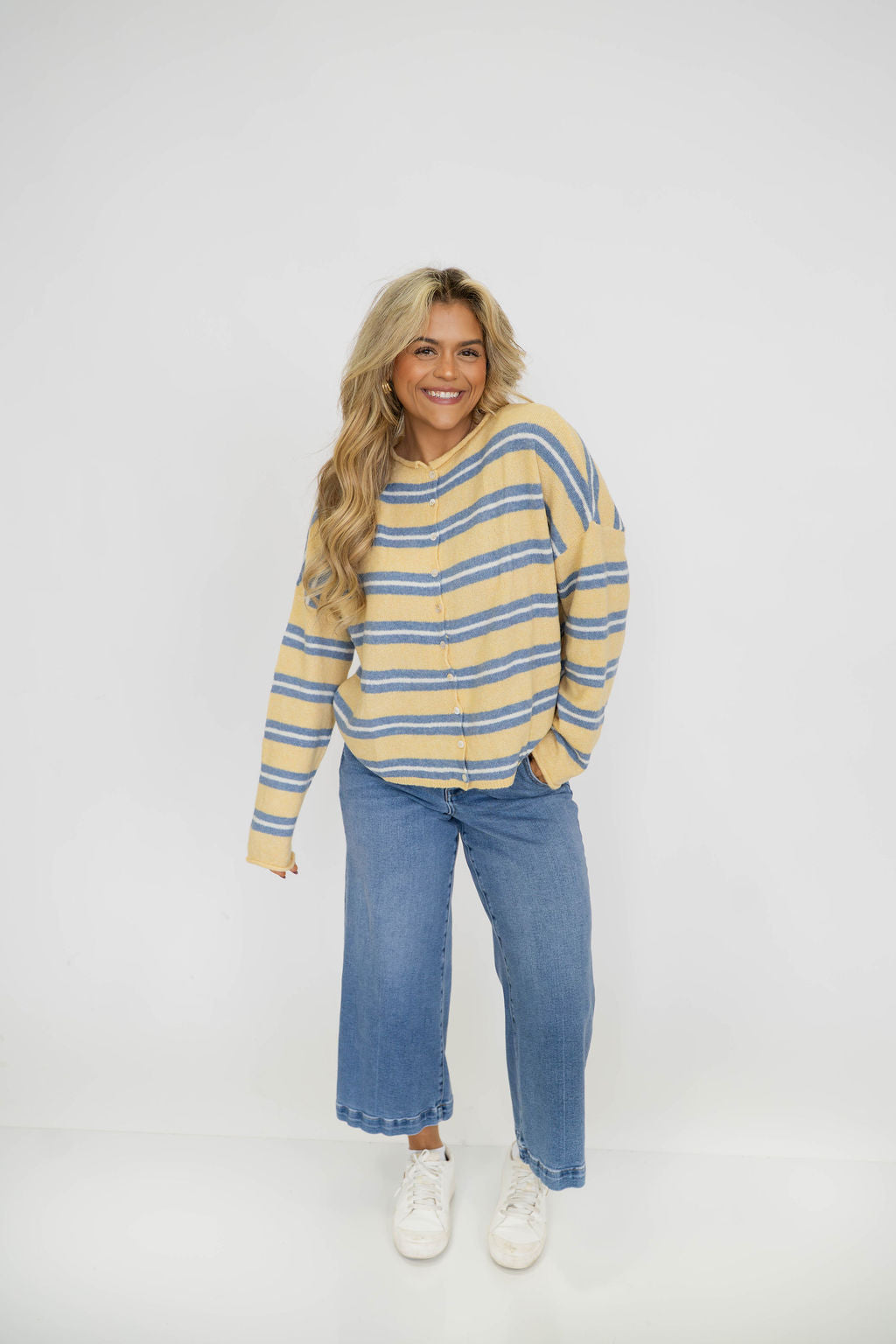 Coastal Stripe Cardigan- Sunshine Stripe