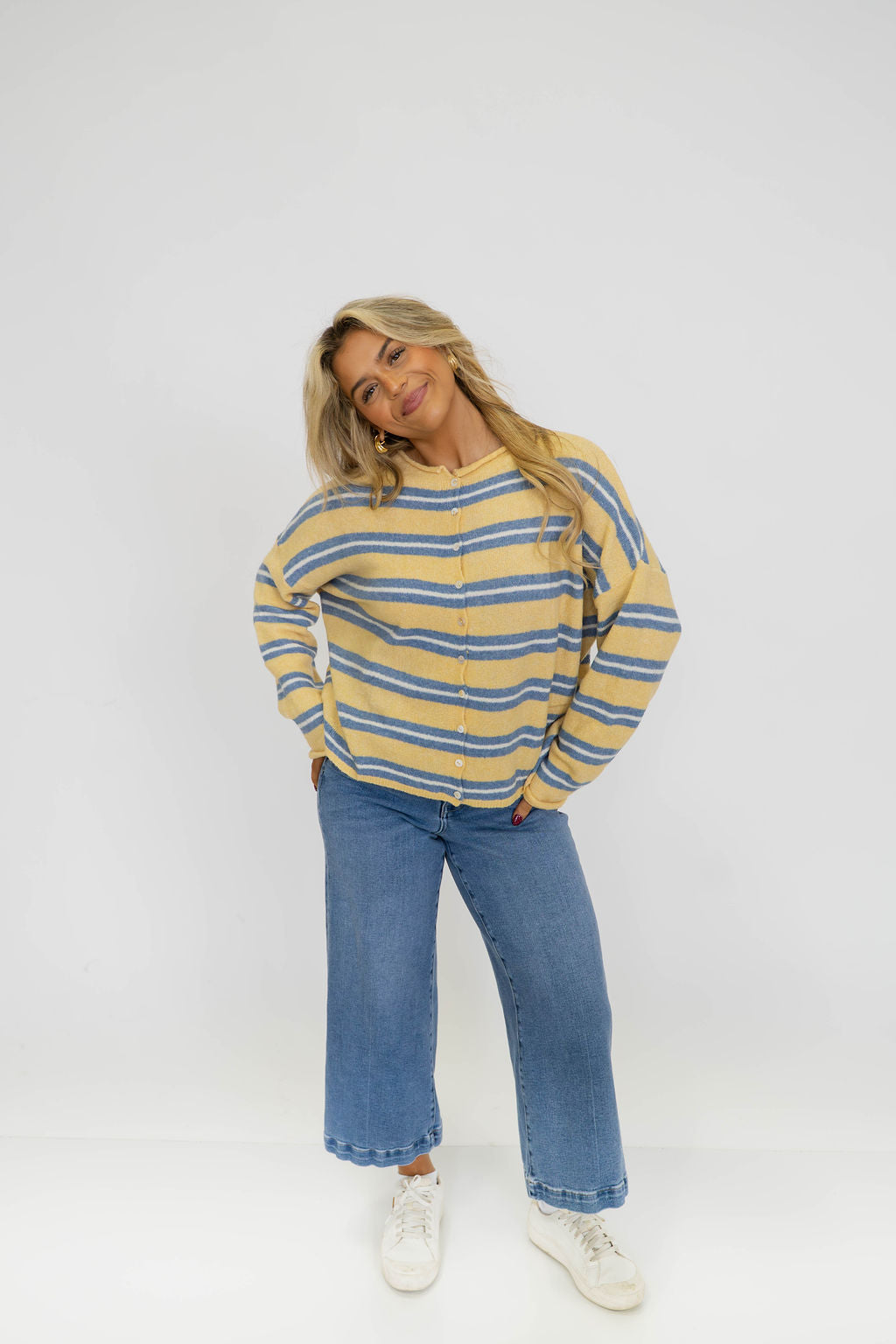 Coastal Stripe Cardigan- Sunshine Stripe