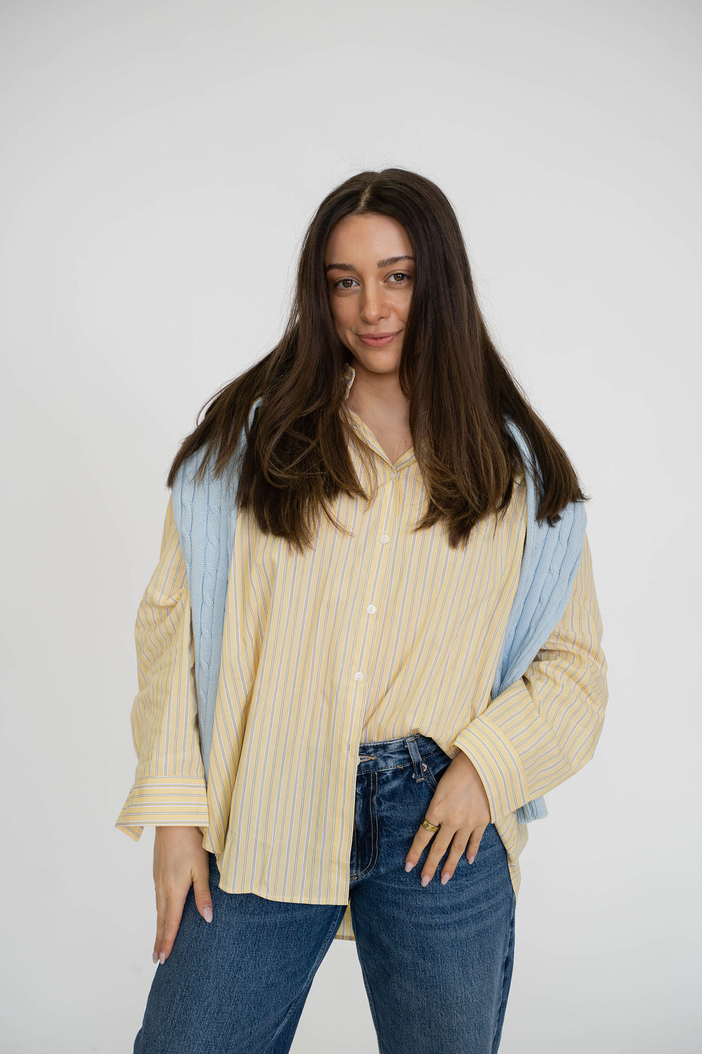 Coco Classic Button Up- Butter Stripe